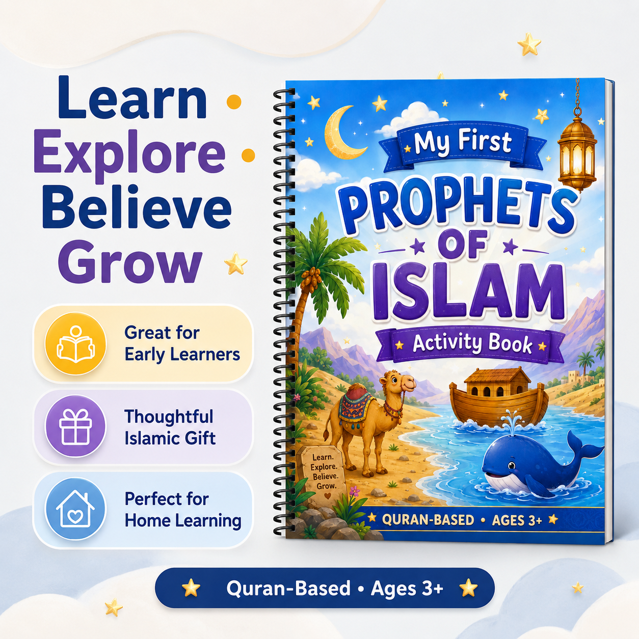 My First Prophets of Islam Activity Book for Kids | Quran-Based Islamic Coloring & Learning Book Ages 3+
