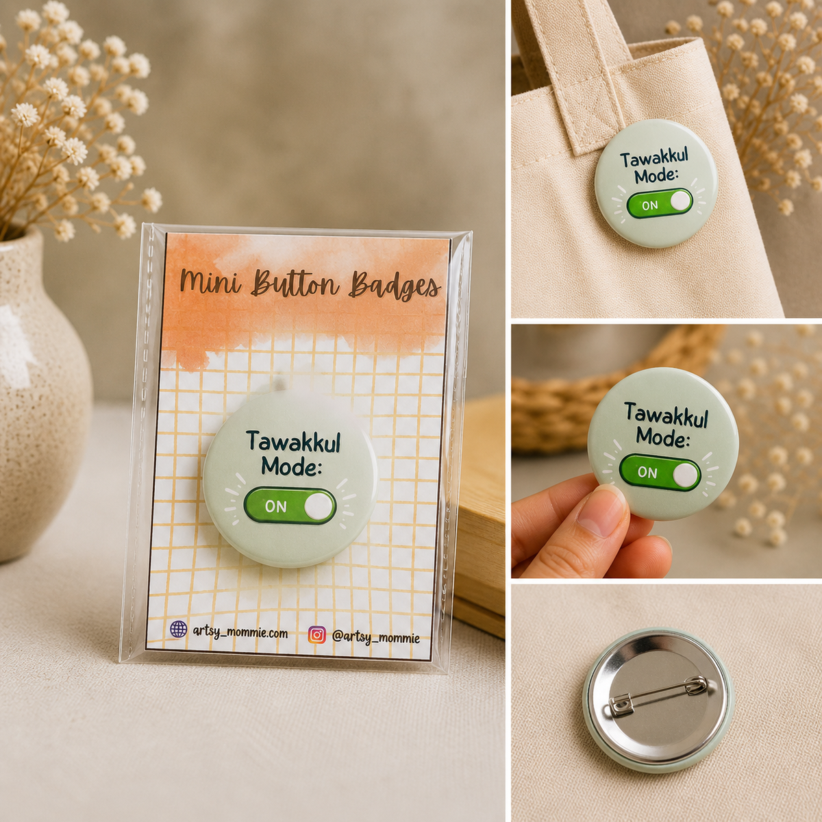 Islamic Mini Button Badges | Cute Muslim Pins for Bags, Backpacks & Gifts