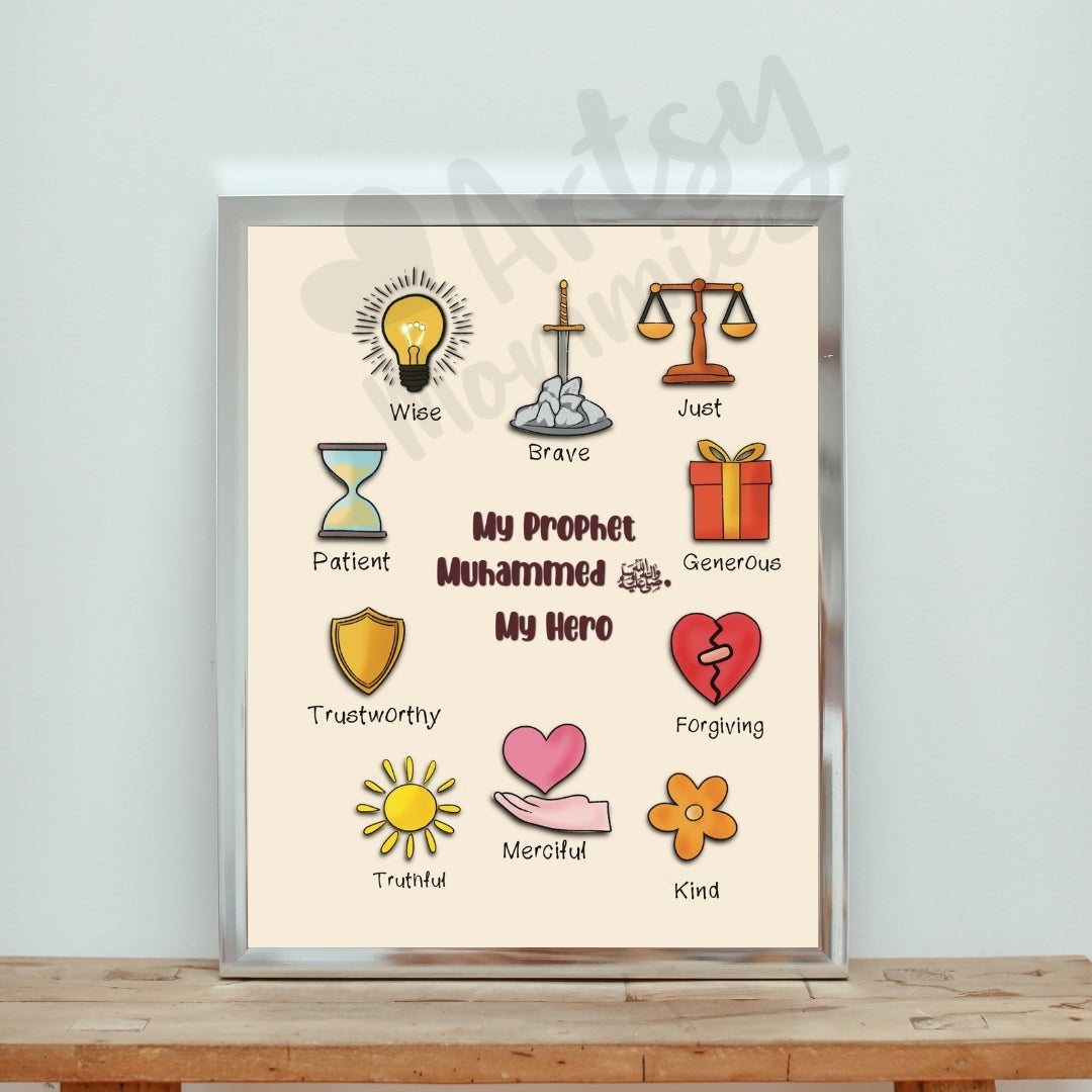 My Prophet My Hero Printable Wall Art for Kids | Instant Digital Download PDF | Islamic Wall Art for Kids