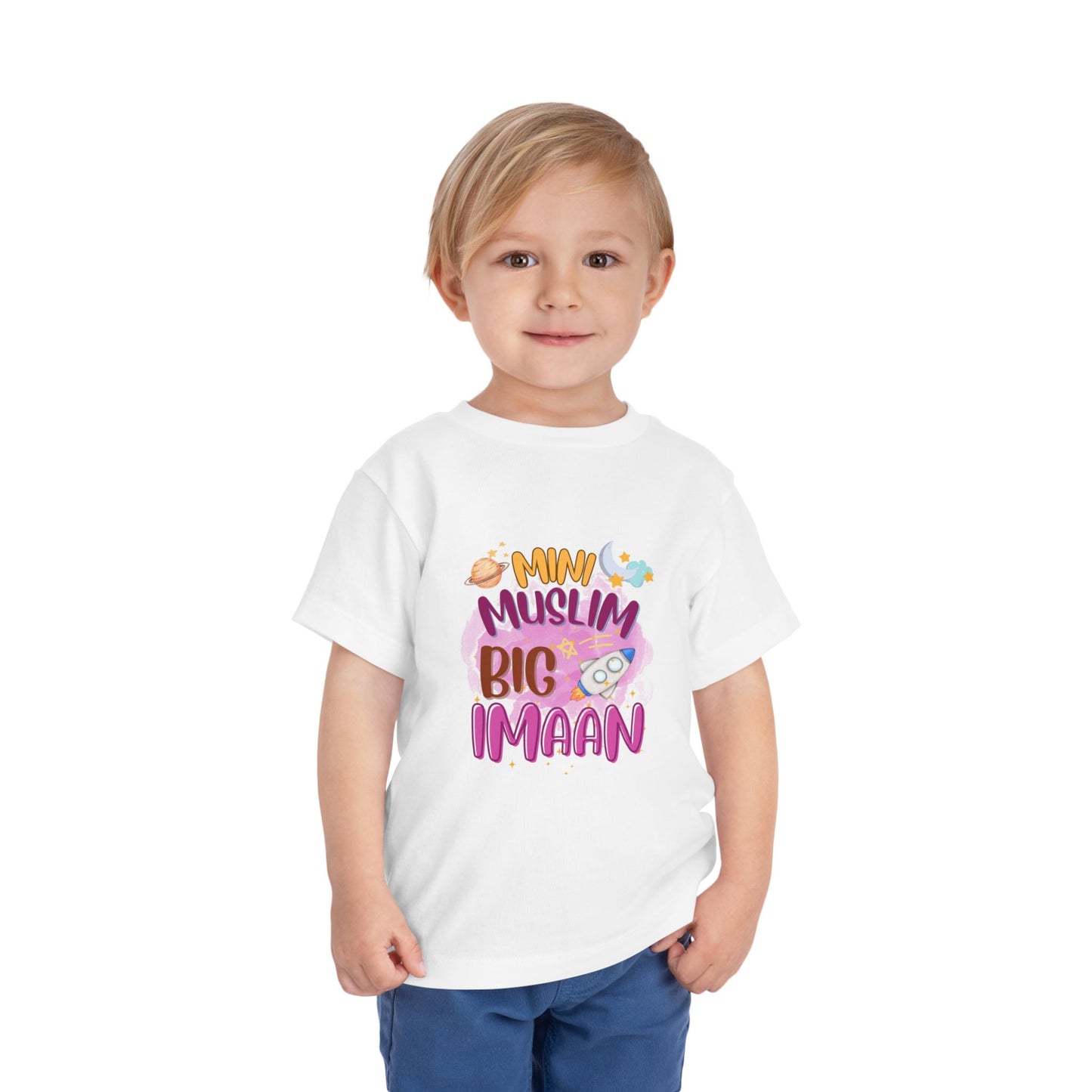 Toddler Tee — "Mini Muslim, Big Imaan" Cute Islamic Kids Shirt