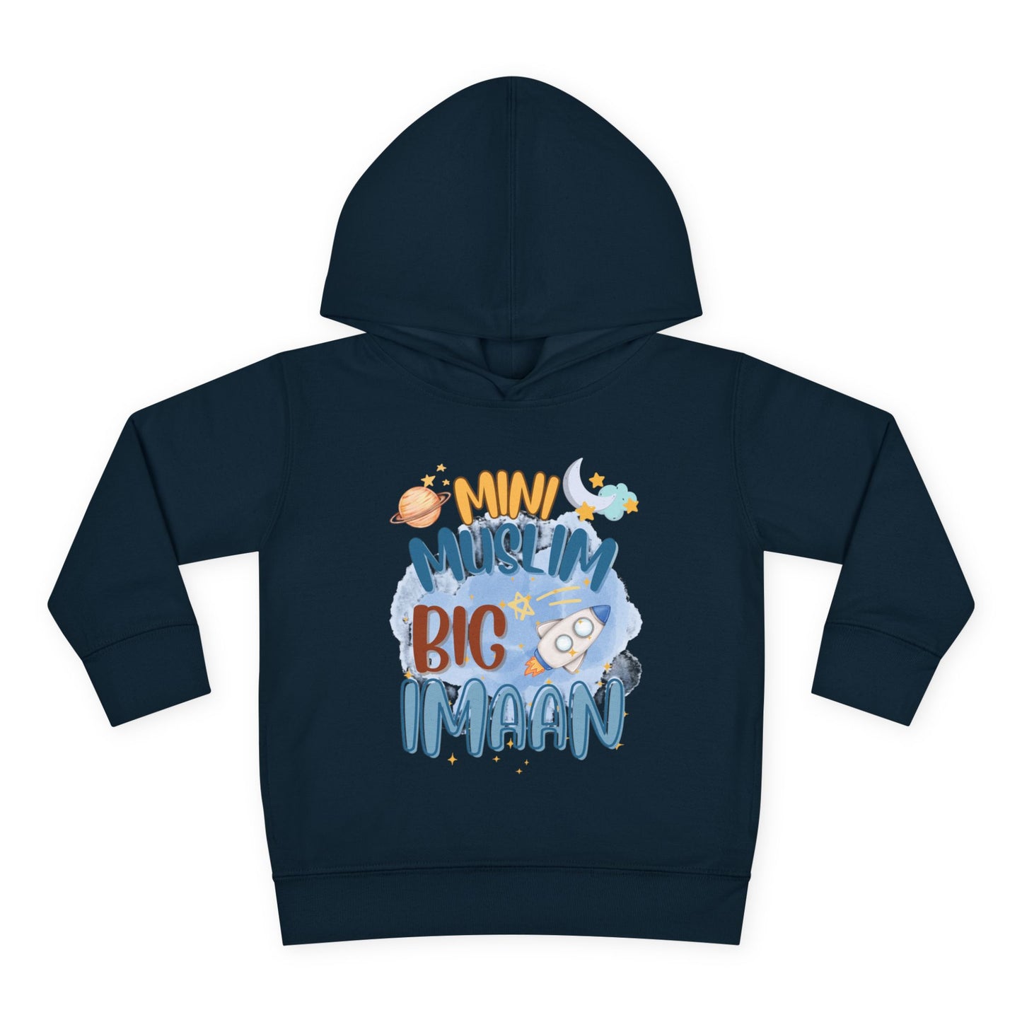Toddler Hoodie – Mini Muslim Big Imaan Pullover (Cute Rocket & Moon Islamic Kids Hoodie)
