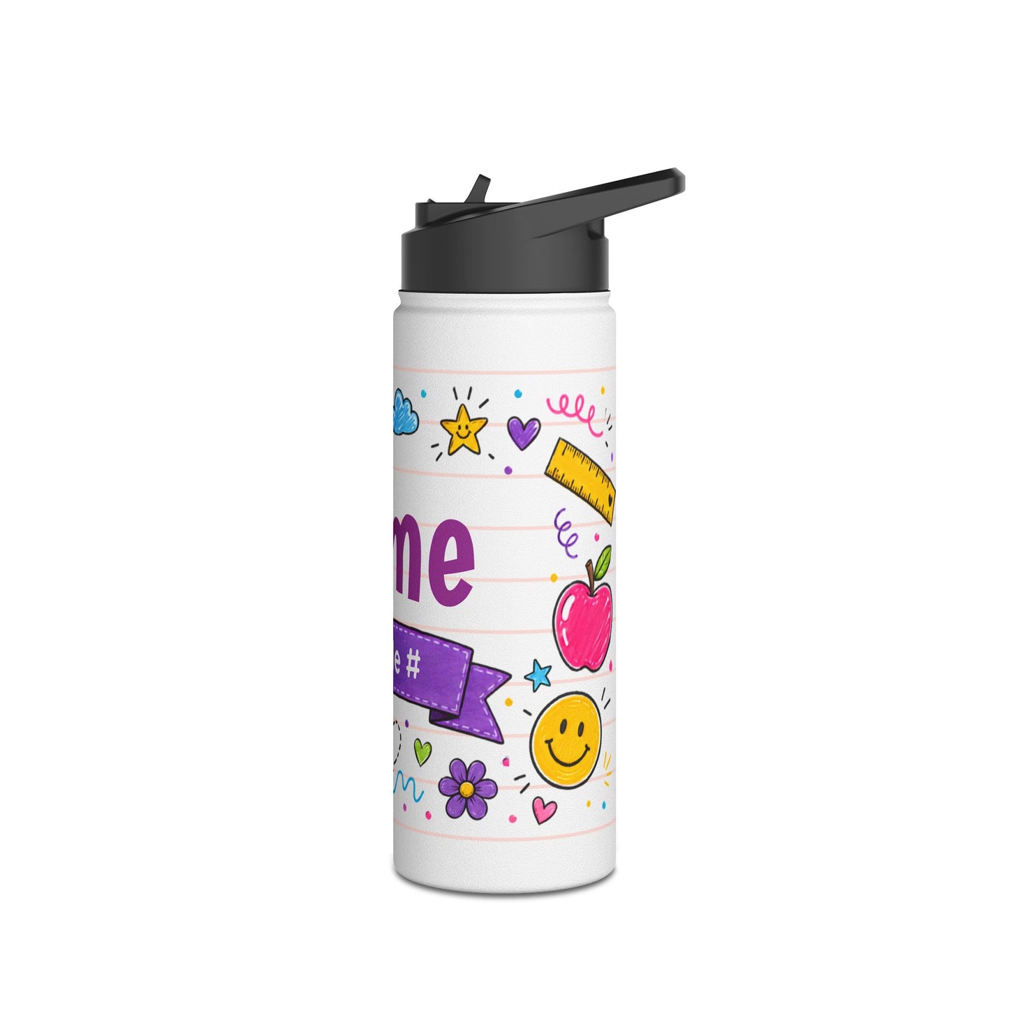 Personalized Kids School Water Bottle – Custom Name & Grade Stainless Steel Bottle