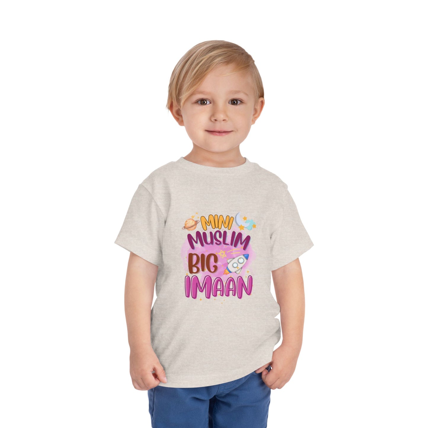 Toddler Tee — "Mini Muslim, Big Imaan" Cute Islamic Kids Shirt