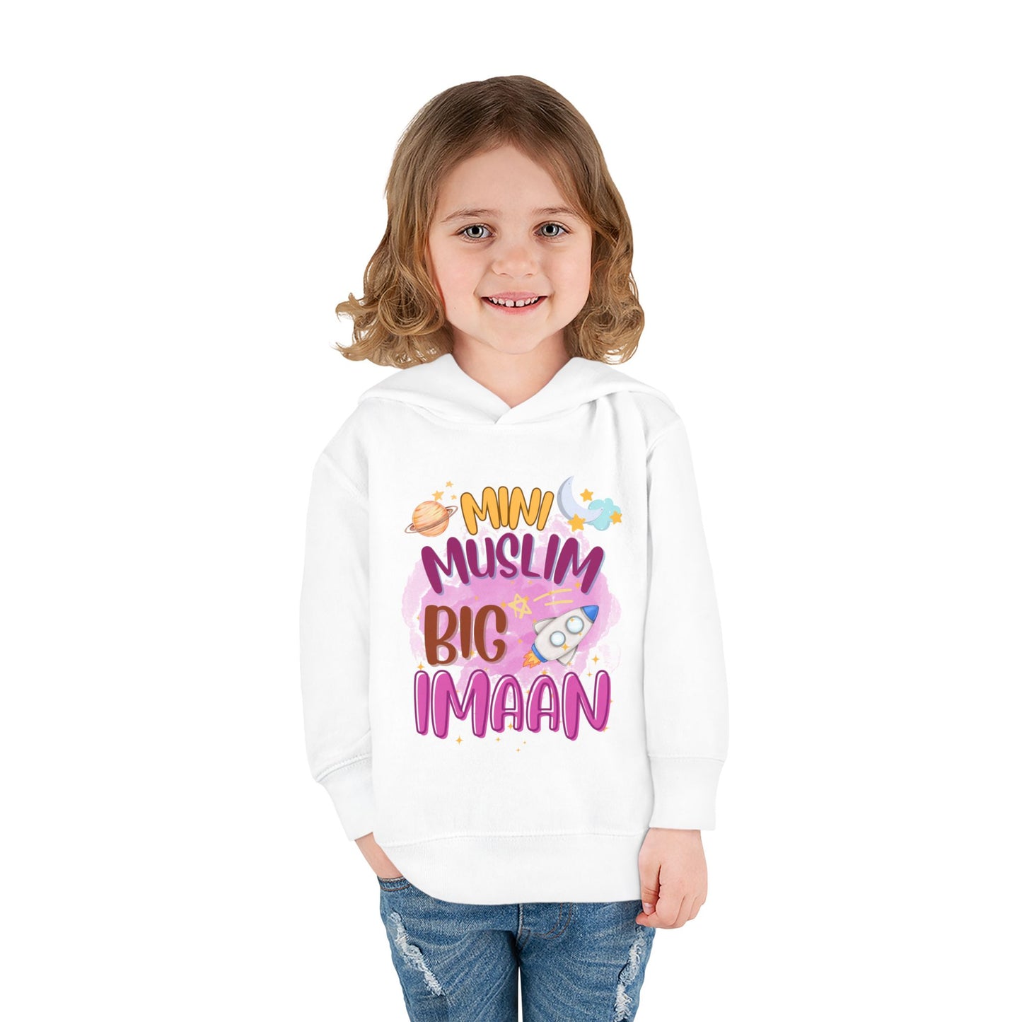 Muslim Big Imaan Toddler Hoodie – Islamic Kids Hooded Sweatshirt | Cute Islamic Gift for Girls