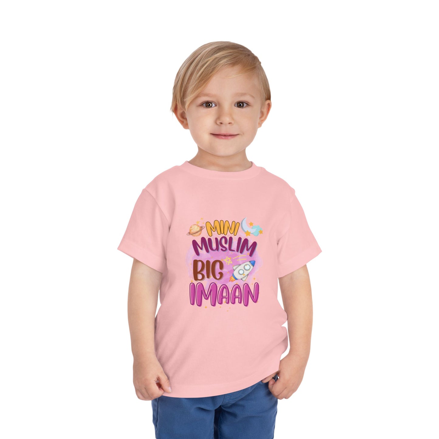 Toddler Tee — "Mini Muslim, Big Imaan" Cute Islamic Kids Shirt