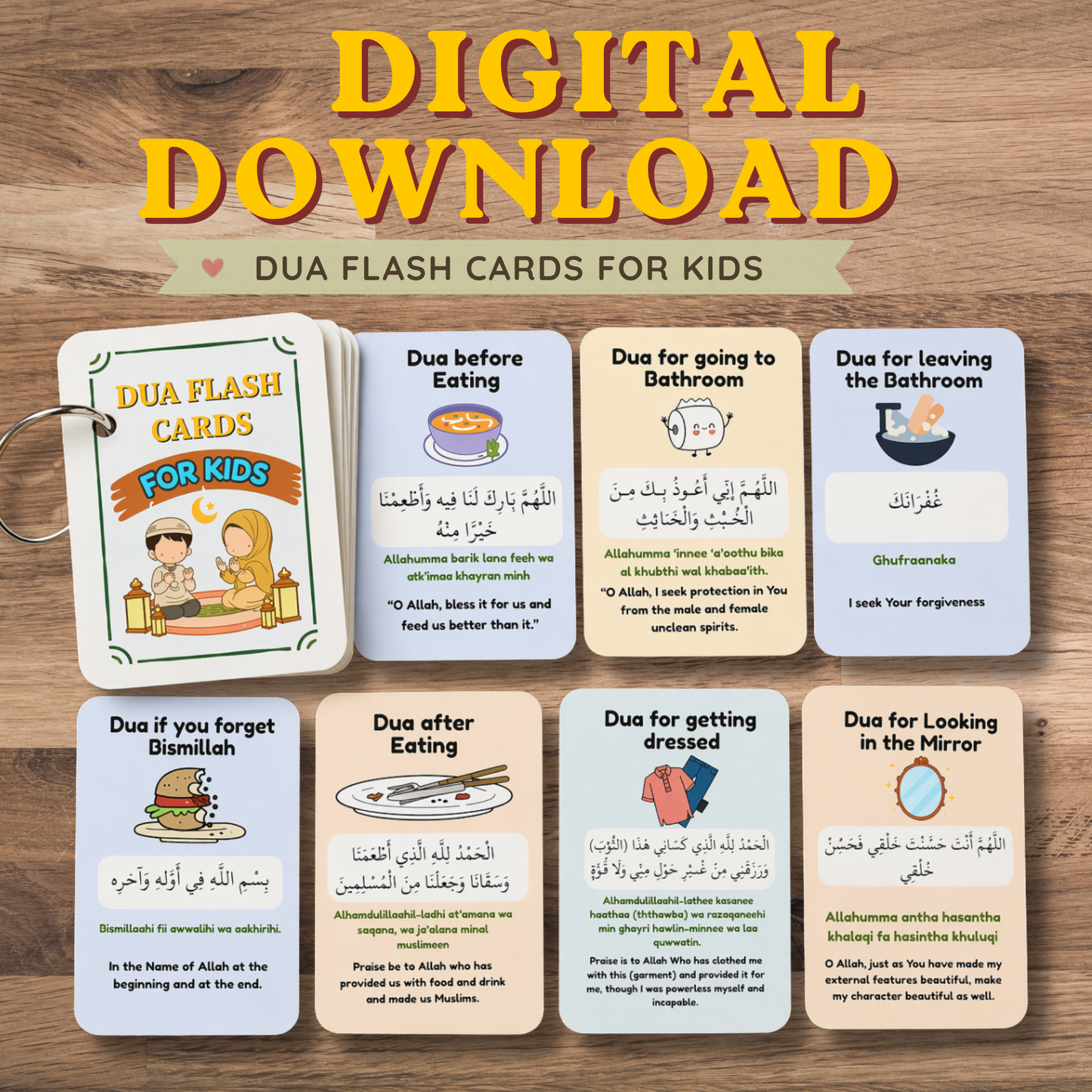 Kids Dua Flash Cards | Daily Islamic Learning (Digital Download)