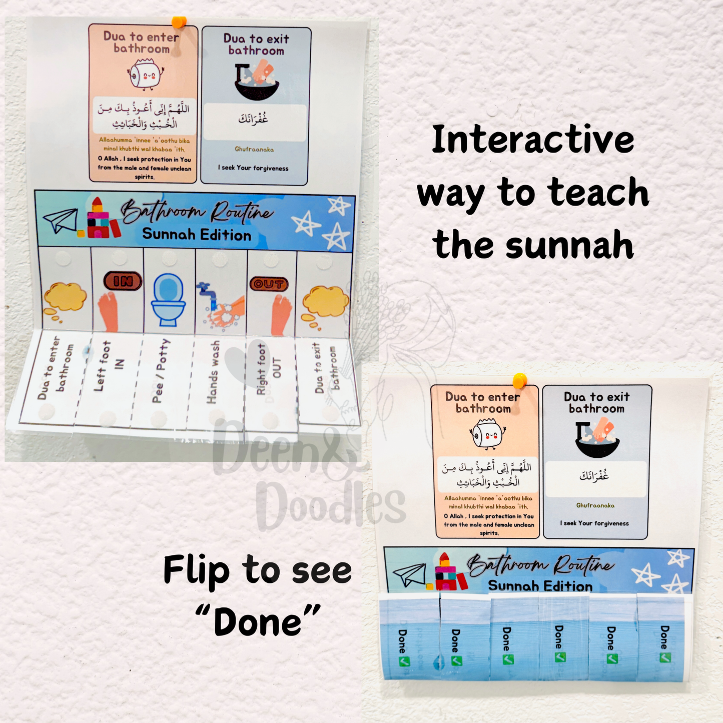 Islamic Bathroom Routine Printable for Kids | Sunnah Dua Chart PDF | Potty Training Muslim Toddler