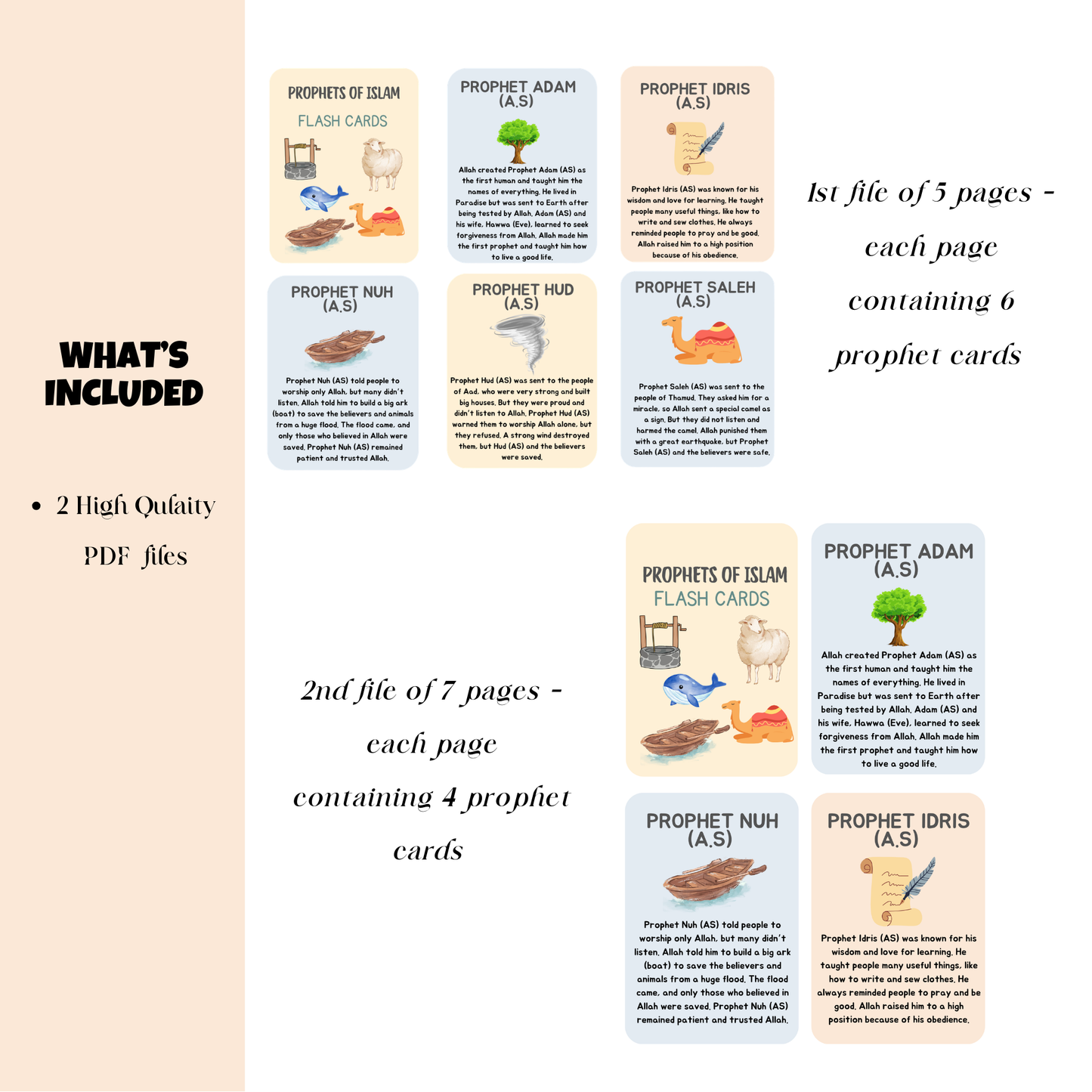 25 Prophets of Islam – Printable Flash Cards for Muslim Kids (PDF)| Islamic Educational Flash Cards
