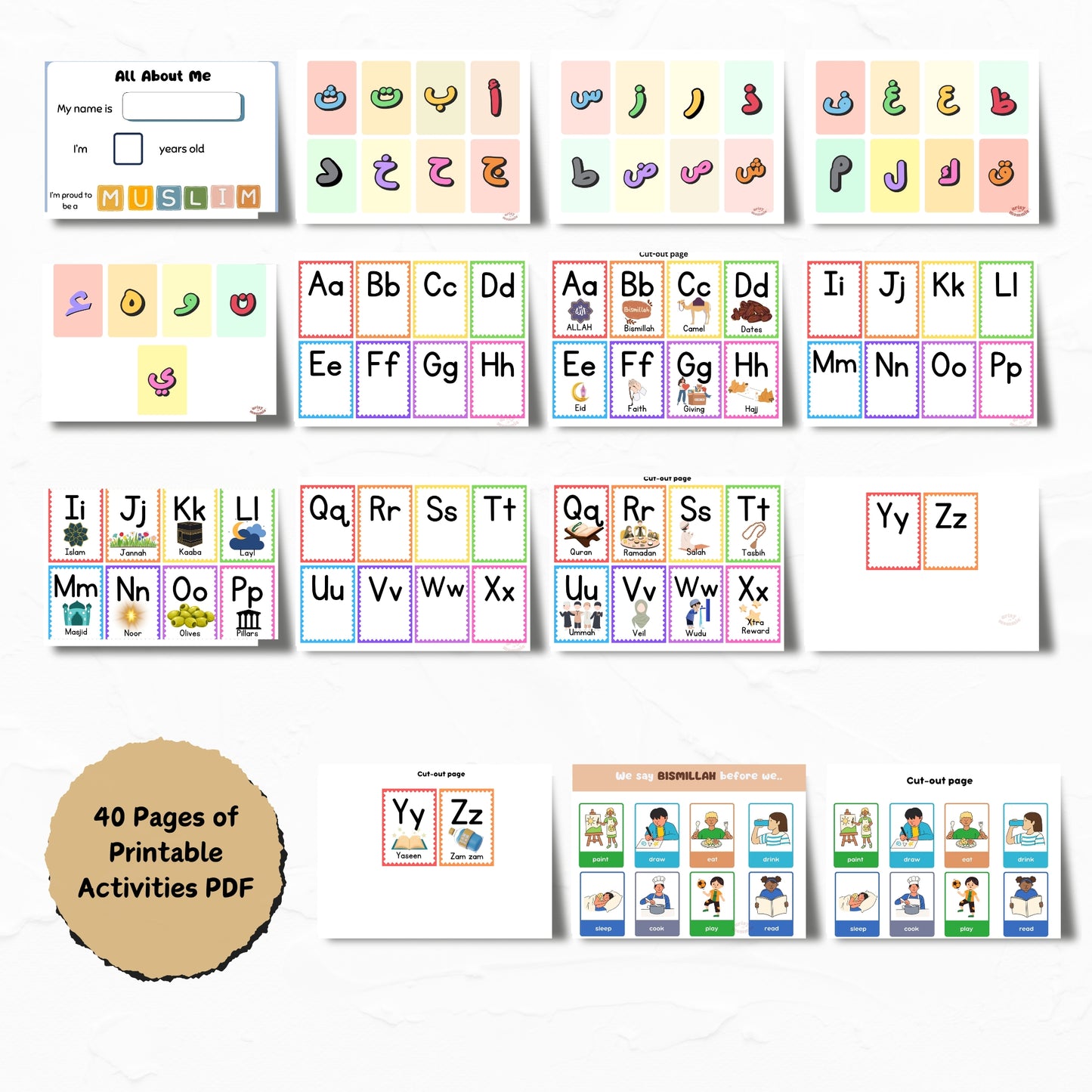 My First Islamic Busy Book Printable for Toddlers 2-4 Years | Instant Digital PDF Download 21 Activities Arabic English Alphabet Pillars of Islam