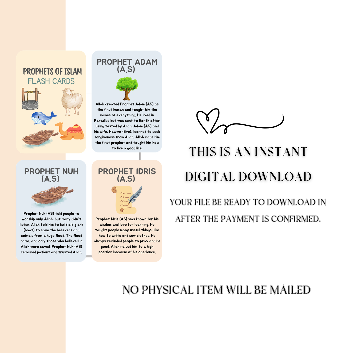 25 Prophets of Islam – Printable Flash Cards for Muslim Kids (PDF)| Islamic Educational Flash Cards