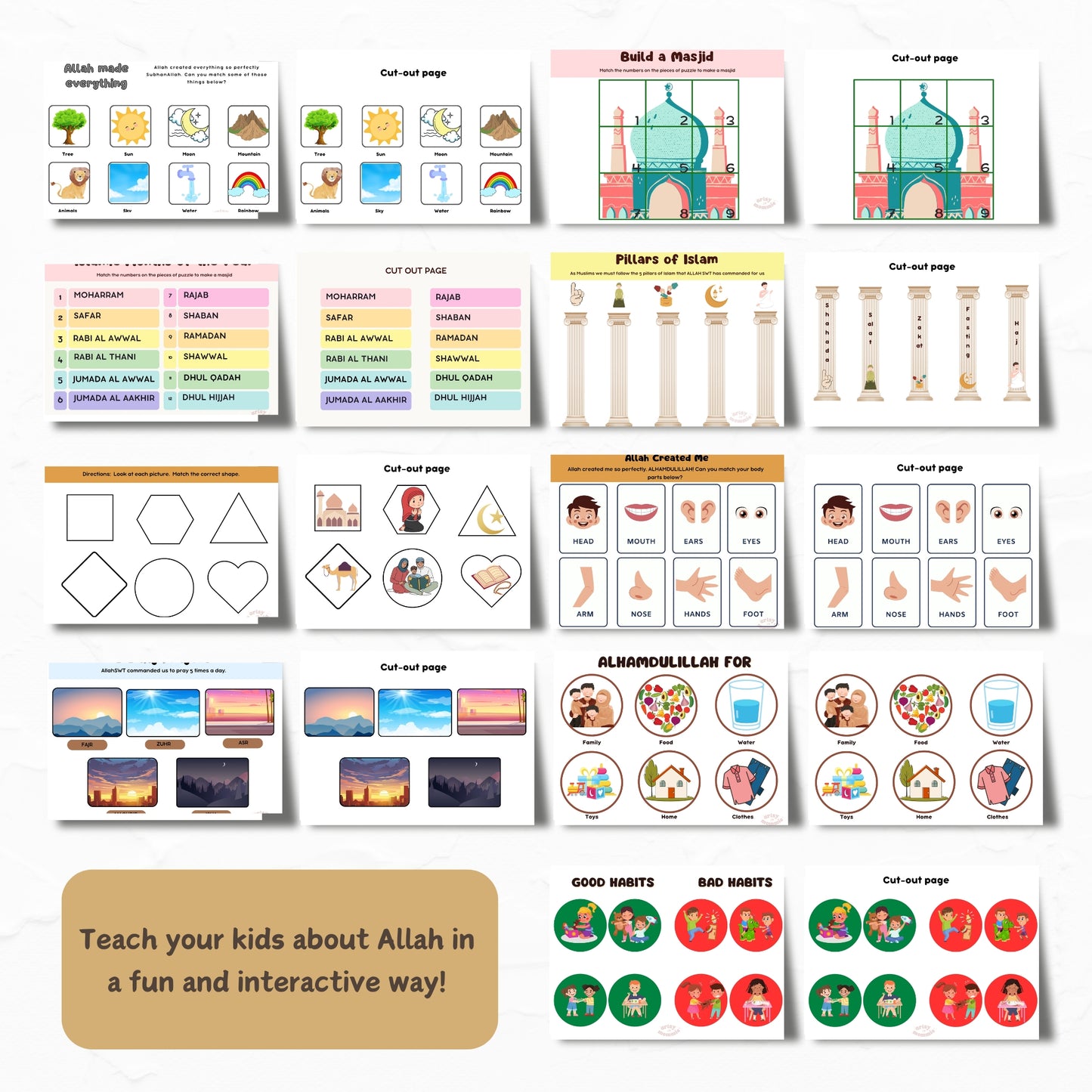 My First Islamic Busy Book Printable for Toddlers 2-4 Years | Instant Digital PDF Download 21 Activities Arabic English Alphabet Pillars of Islam