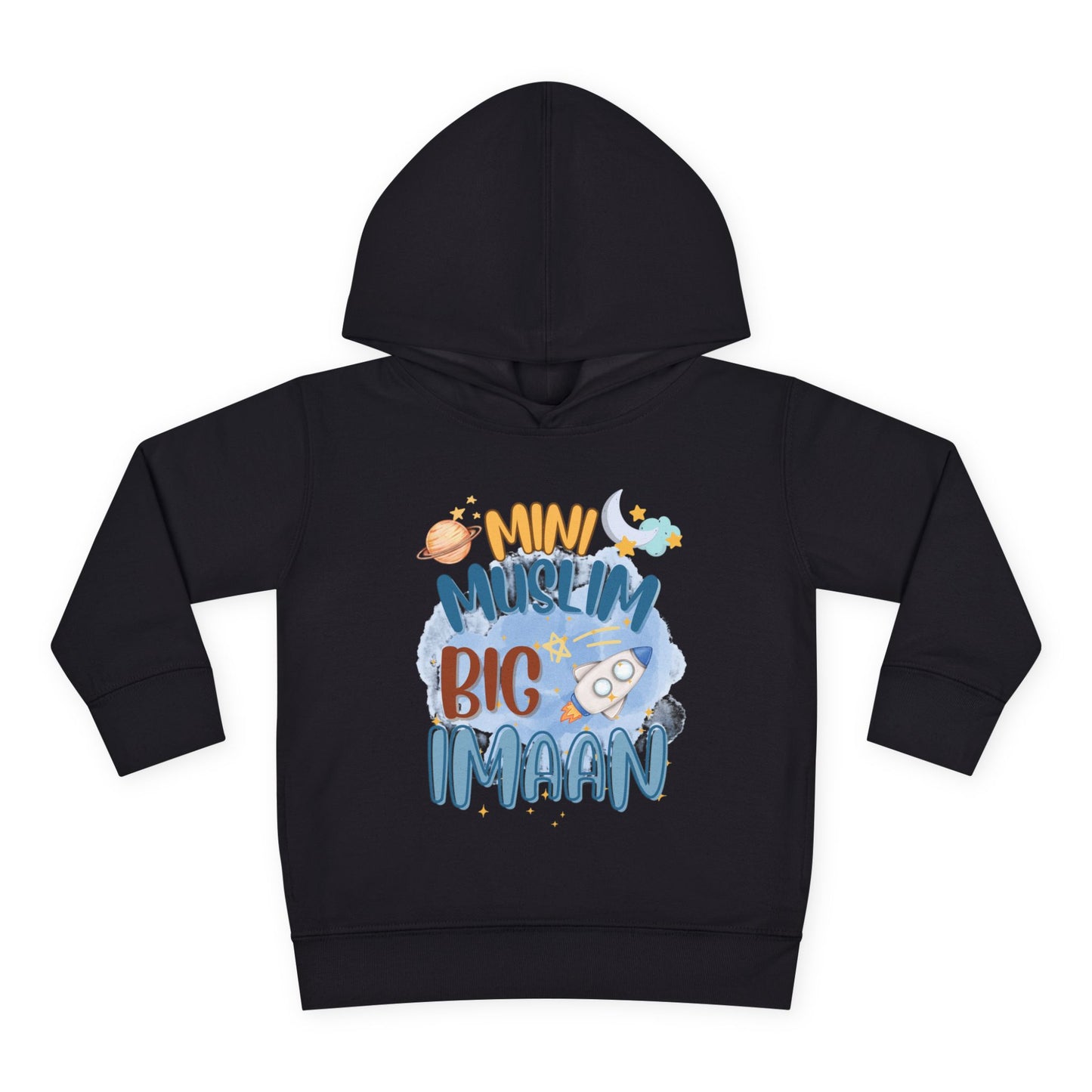 Toddler Hoodie – Mini Muslim Big Imaan Pullover (Cute Rocket & Moon Islamic Kids Hoodie)