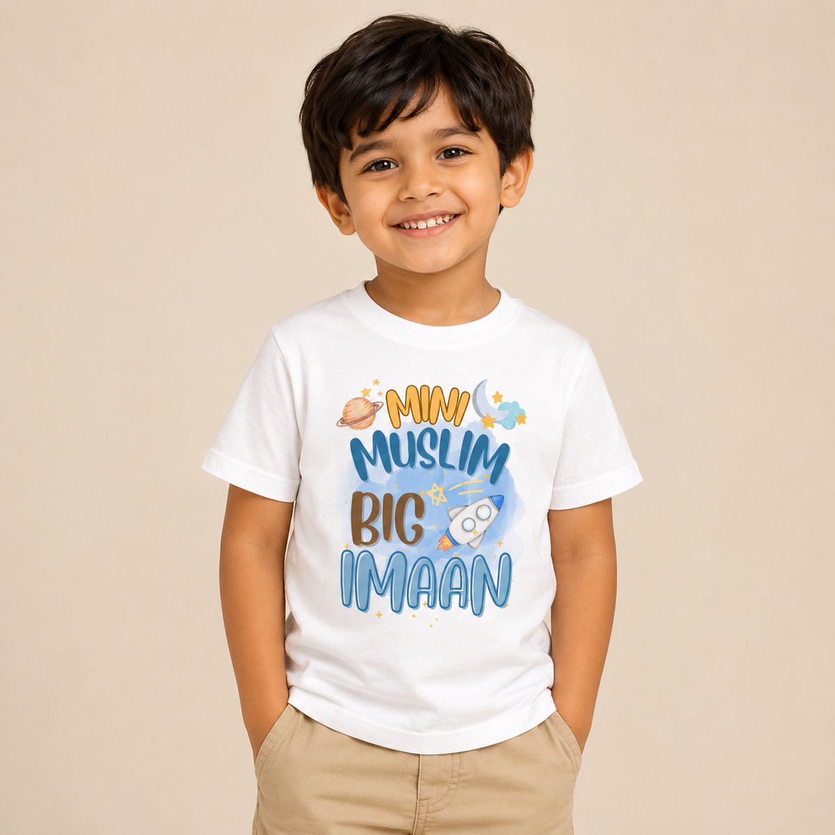 Mini Muslim Big Imaan Kids T-Shirt | Islamic Muslim Boy & Girl Tee