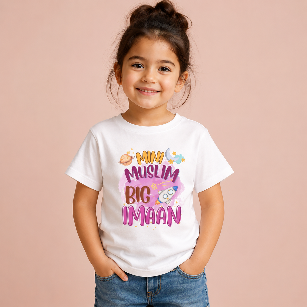 Mini Muslim Big Imaan Kids T-Shirt | Islamic Muslim Boy & Girl Tee