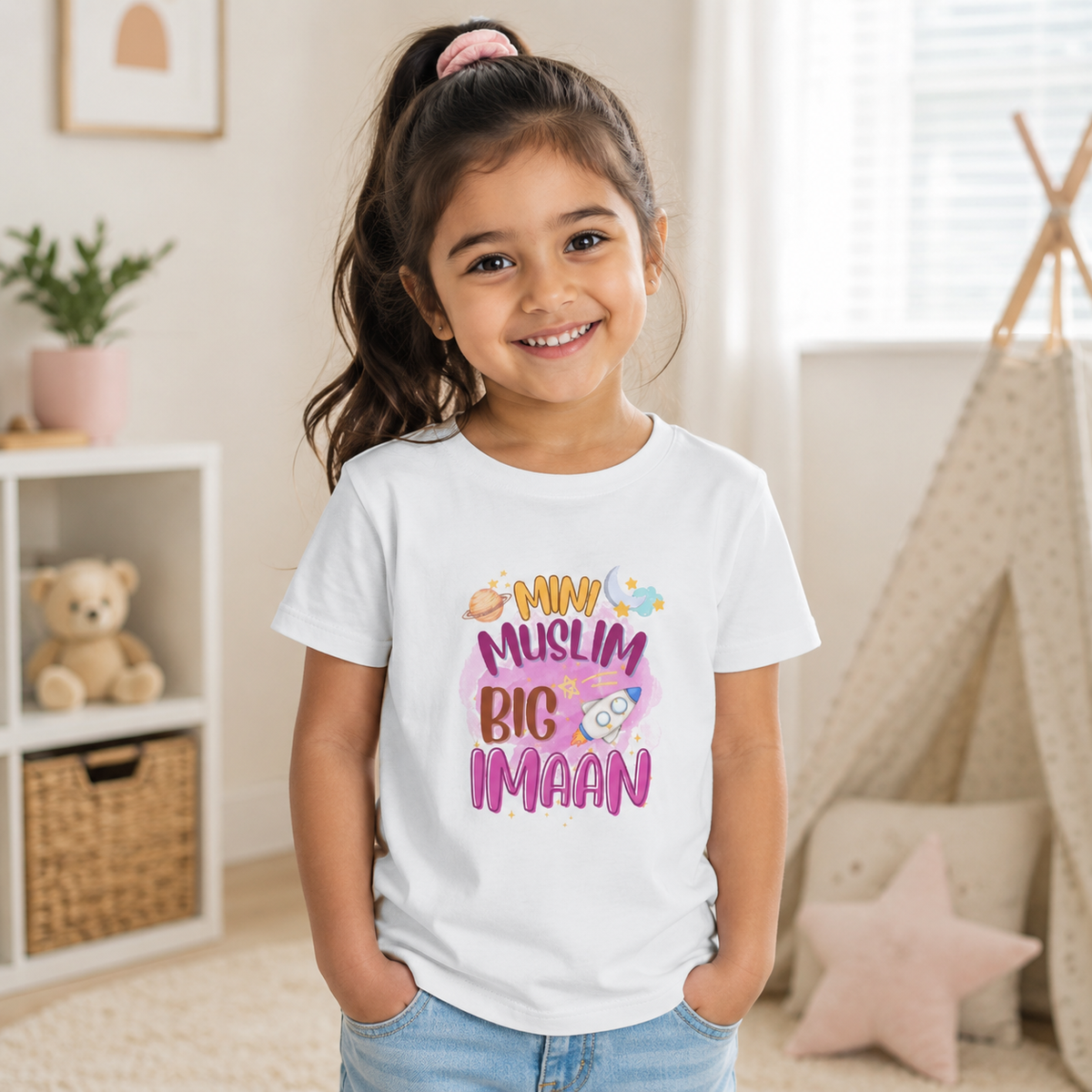 Mini Muslim Big Imaan Kids T-Shirt | Islamic Muslim Boy & Girl Tee