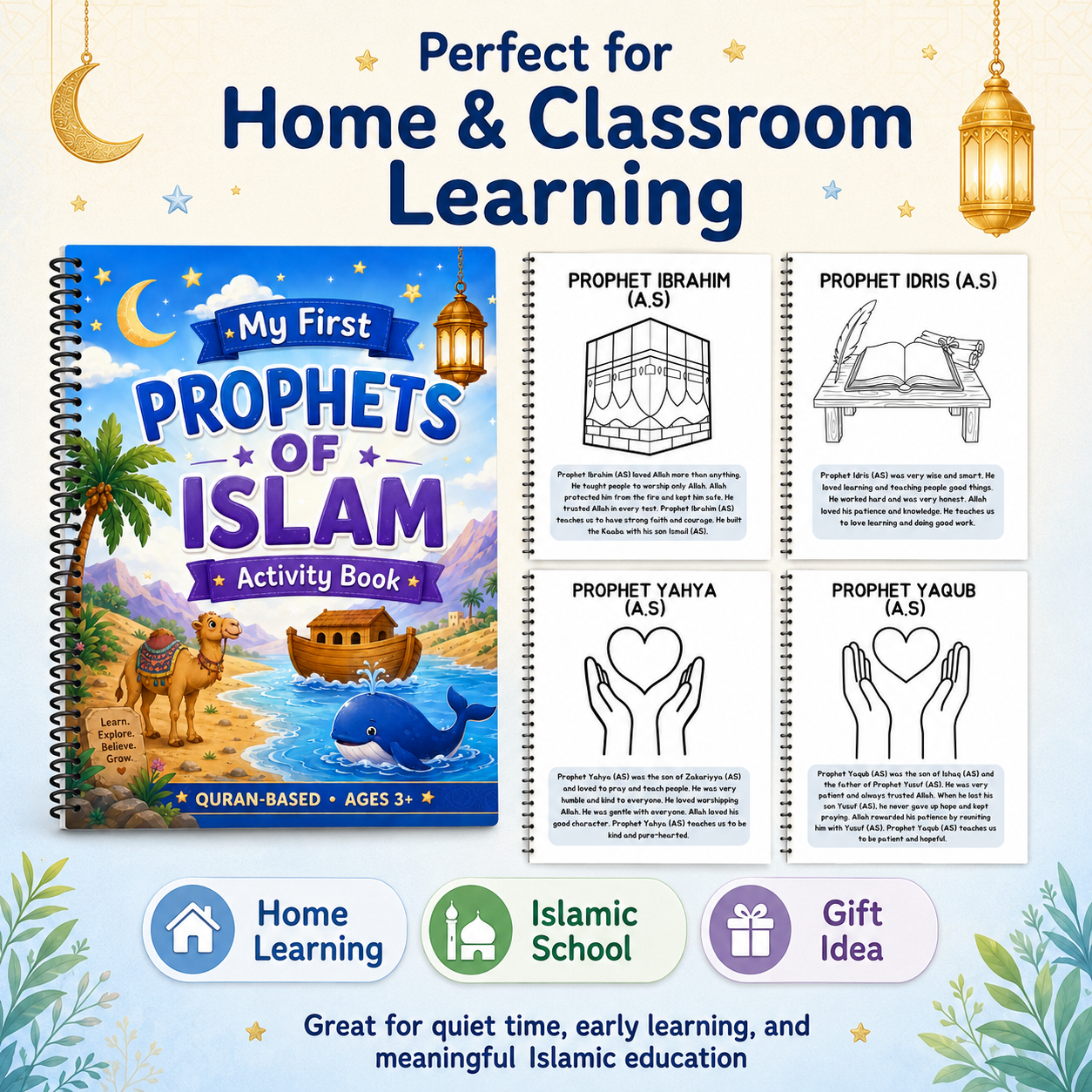 My First Prophets of Islam Activity Book for Kids | Quran-Based Islamic Coloring & Learning Book Ages 3+
