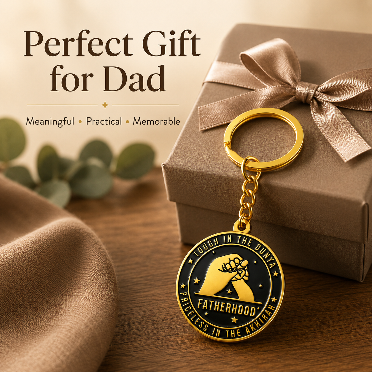 Muslim Father Gift Keychain | Faith-Inspired Islamic Reminder | Islamic Fatherhood Keychain Gift for Muslim Fathers