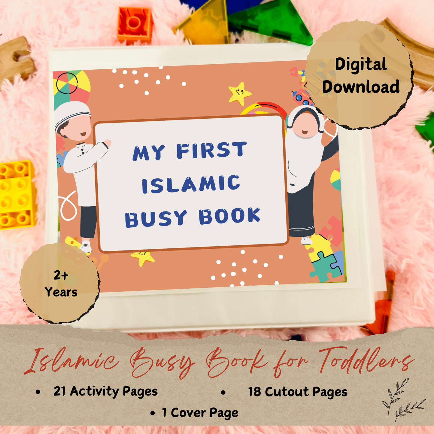 My First Islamic Busy Book Printable for Toddlers 2-4 Years | Instant Digital PDF Download 21 Activities Arabic English Alphabet Pillars of Islam